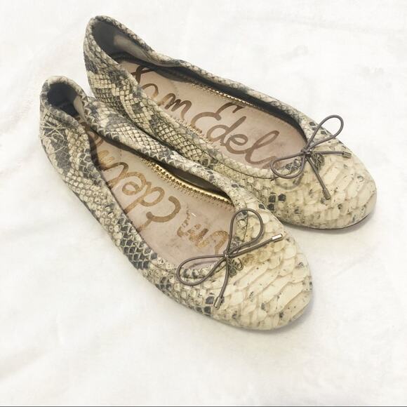 Sam Edelman snake print ballet flats bow size 9 - Picture 1 of 8